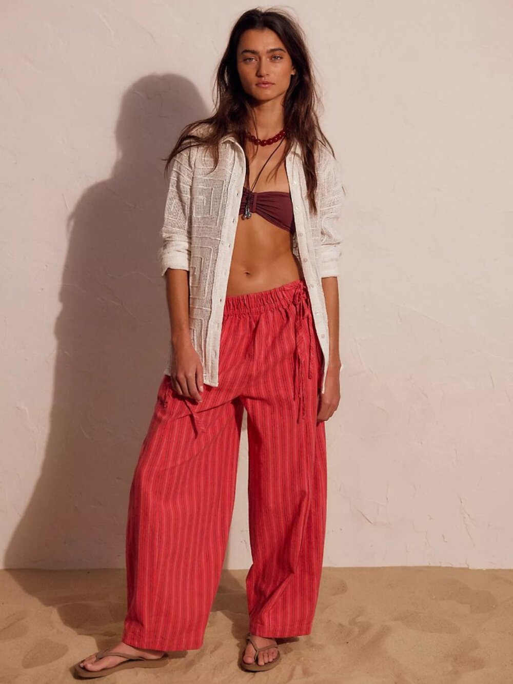Sun Dazed Cotton-Linen Striped Pants